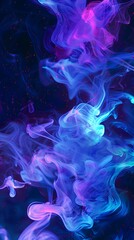 Obraz premium noctilucent opalescence, neon glow in the dark ink splatter, smoke organic shapes, colorful iridescence and opaline effect