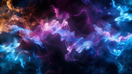 Obraz premium noctilucent opalescence, neon glow in the dark ink splatter, smoke organic shapes, colorful iridescence and opaline effect
