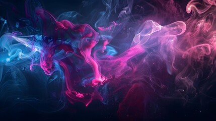 Obraz premium noctilucent opalescence, neon glow in the dark ink splatter, smoke organic shapes, colorful iridescence and opaline effect