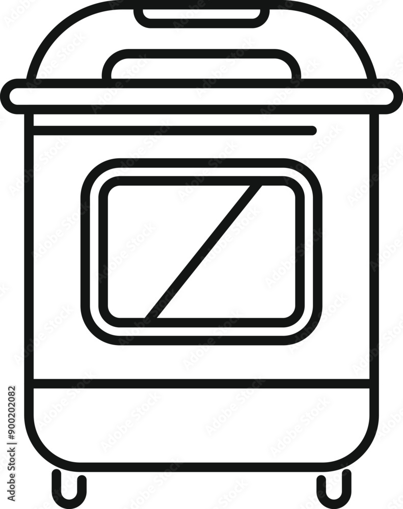 Poster modern multicooker with timer and display is preparing a tasty meal