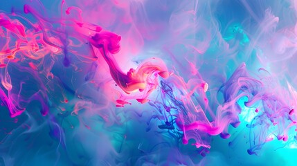 Obraz premium noctilucent opalescence, neon glow in the dark ink splatter, smoke organic shapes, colorful iridescence and opaline effect