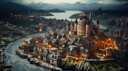 Naklejka premium A vintage game map with castle 