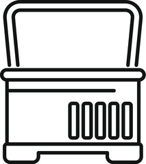 Line drawing of a portable fridge, ideal for keeping food and drinks cold while traveling