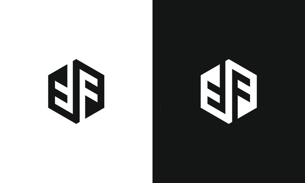 f ff modern hexagon geometric ambigram logo template