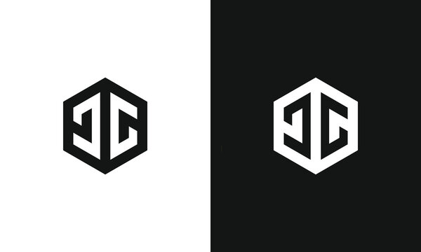 J C jc cj cc modern hexagon geometric logo template