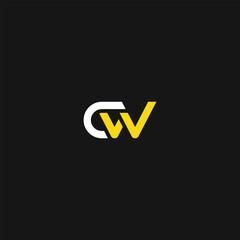Monogram c w cw wc initial bold luxury logo template for gym sport futuristic technology brand business. Combination letter alphabet for personal branding travel fashion beauty