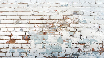 Fototapeta premium White painted old brick Wall panoramic background