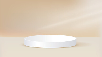 Beige Background and Podium with the shadow and light. 