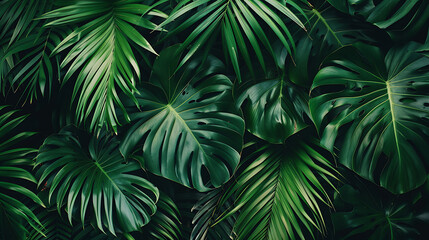 abstract green leaf texture, nature background, tropical leaf