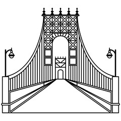 Iron Bridge Outline Illustration.