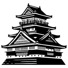 Japanese Castle Illustration.