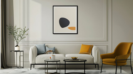 Posters in grey living room