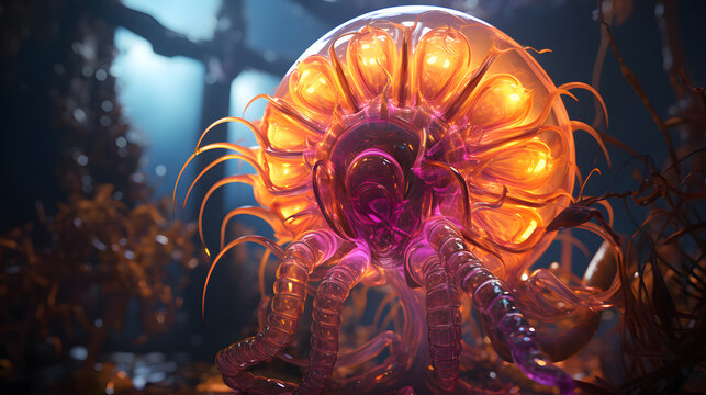 a parasites in futuristic style, 3d illustration