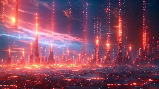 a city in the color of burning fire