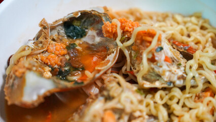 Ramen made with a lot of crab