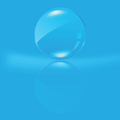 A bubble on blue background with reflection