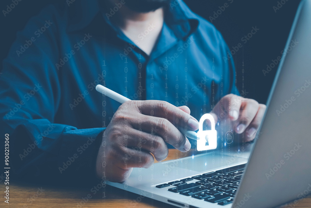 Wall mural cybersecurity and privacy concepts to protect data. cybersecurity concept, user privacy security and