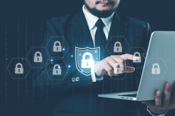 Cybersecurity and privacy concepts to protect data. cybersecurity concept, user privacy security and encryption, secure internet access Future technology and cybernetics, screen padlock.