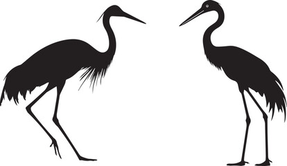 Obraz premium Silhouette of crane bird, animal vector