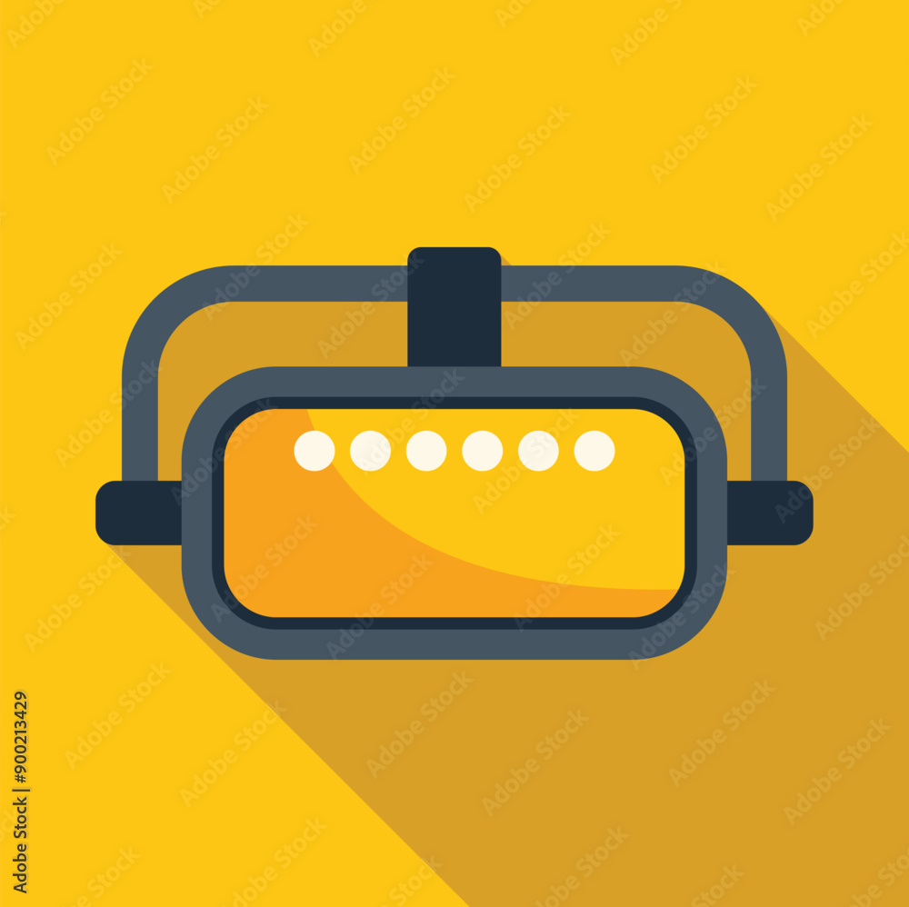 Poster virtual reality device showing augmented reality experience with a bright yellow background