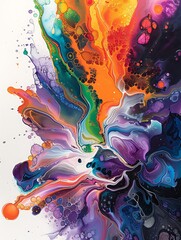 Abstract Fluid Oil Colorful Painting Background 