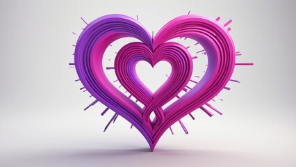 Pink and purple lines form a love symbol on a white background