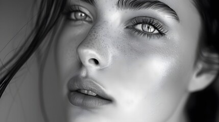 Pretty woman portrait. Beautiful female face, clear skin. Skincare and facial treatment concept. 