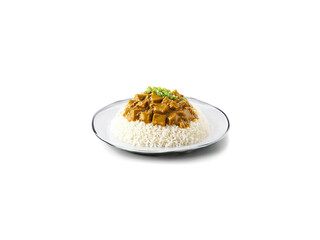 Kare Raisu A plate of kare raisu with a generous serving of Japanese curry over
