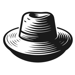 Clean Black and white vector silhouette of a Hat on white background