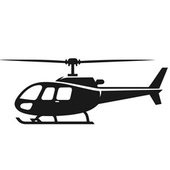 Clean Black and white vector silhouette of a Helicopter on white background