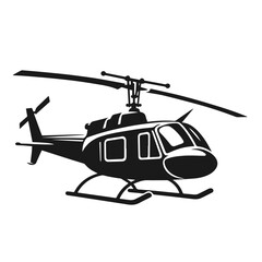 Clean Black and white vector silhouette of a Helicopter on white background