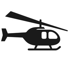 Clean Black and white vector silhouette of a Helicopter on white background
