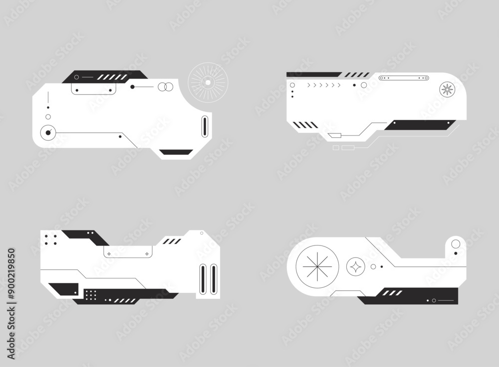 Poster futuristic element. cyberpunk decals set. hud interface design vector.