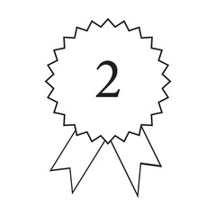 Badge with ribbons icon with number one. Vector illustration isolated on white background. EPS 10.