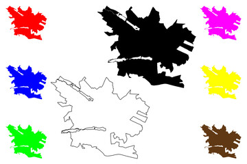 Khmelnytskyi City (Ukraine) map vector illustration, scribble sketch City of Proskuriv map