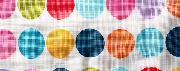 Fabric texture, polka dot pattern, bold colors, Watercolor style