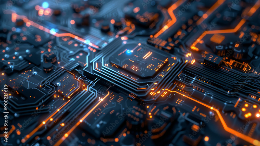 Poster ai circuit design, a combination of machine learning and advanced network technology.