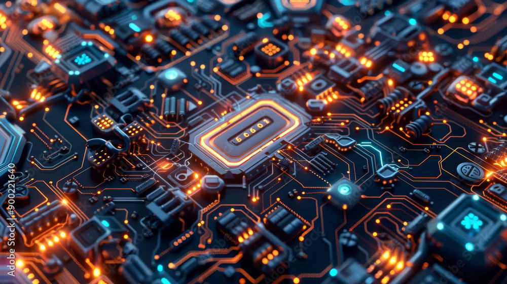 Poster ai circuit design, a combination of machine learning and advanced network technology.