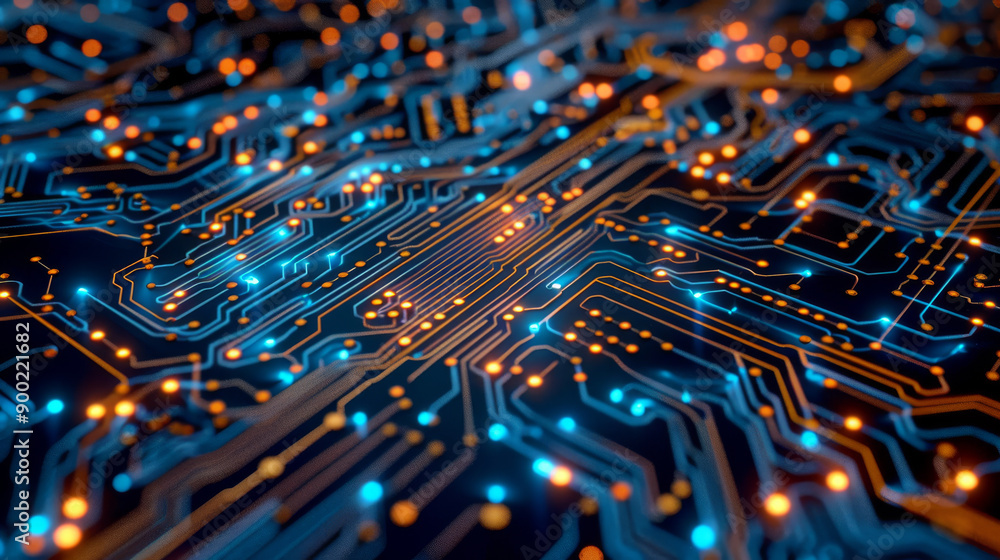 Poster ai circuit design, a combination of machine learning and advanced network technology.