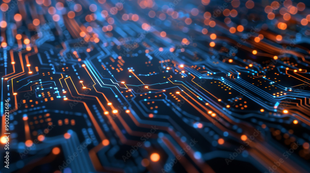 Poster ai circuit design, a combination of machine learning and advanced network technology.