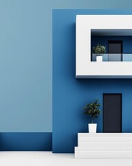 Faceted web design intertwined with azure elements, side view, highlighting contemporary architecture, advanced tone, Triadic Color Scheme