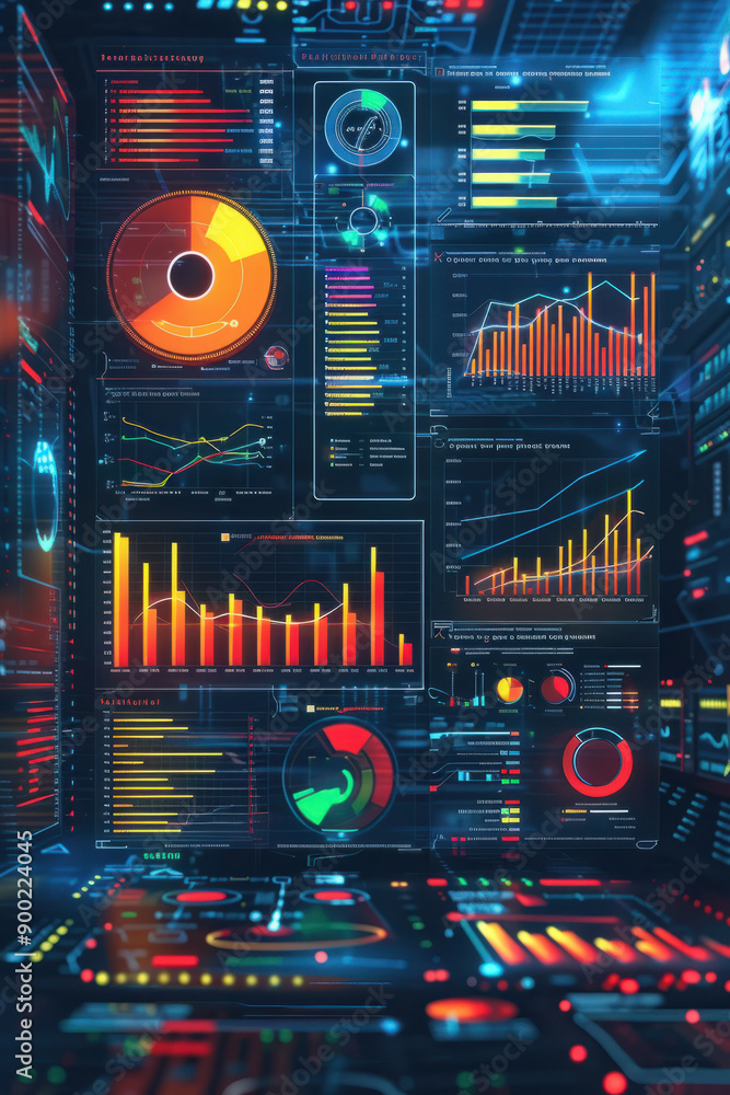 Aufkleber business success, an animated infographic displaying various resource allocation strategies with col