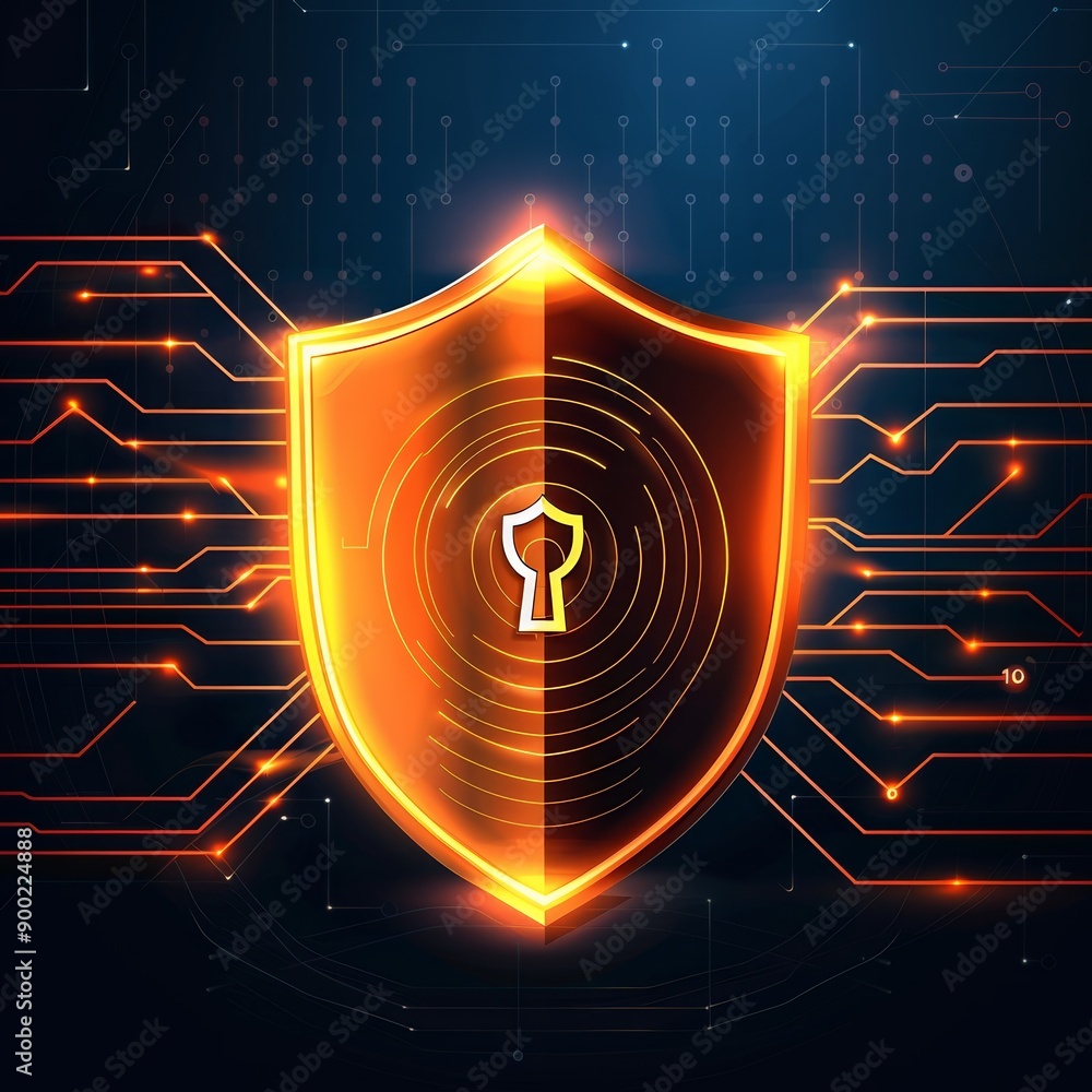 Aufkleber digital security shield protecting data with a futuristic design, representing cyber protection and 