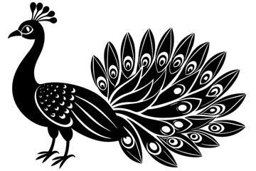Peacock silhouette isolated on a white background. Vector illustration
