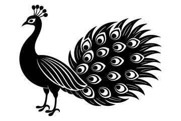 Naklejka premium Peacock silhouette isolated on a white background. Vector illustration