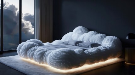 Cozy Bed with Cloud-like Fluffy Design