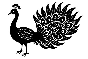 Naklejka premium Peacock silhouette isolated on a white background. Vector illustration