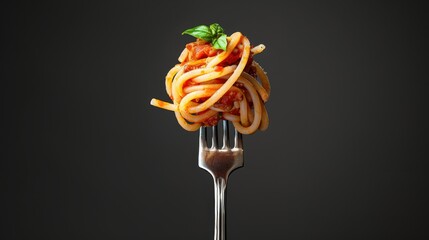 A Perfect Bite: Spaghetti Twirled to Perfection on a Fork 