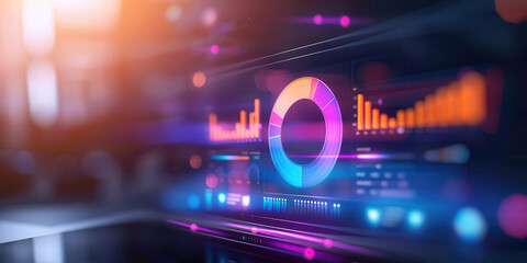 Vibrant digital interface featuring colorful graphs and metrics, perfect for illustrating data analysis and technology concepts.