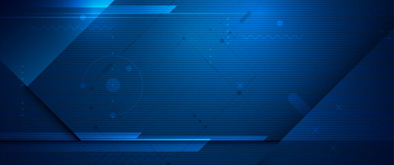 Vector Abstract circuit board design with line, dot on dark blue background, Illustration computer, science, digital network, modern communication technology, big data, connection futuristic concept